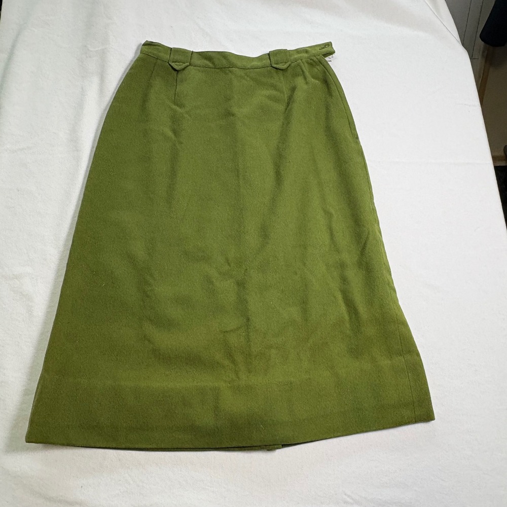 Pendleton, Wool Midi Skirt, Olive Green, Size 12, MSRP $148